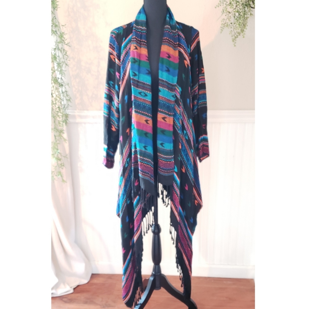 Multi color poncho style cardigan